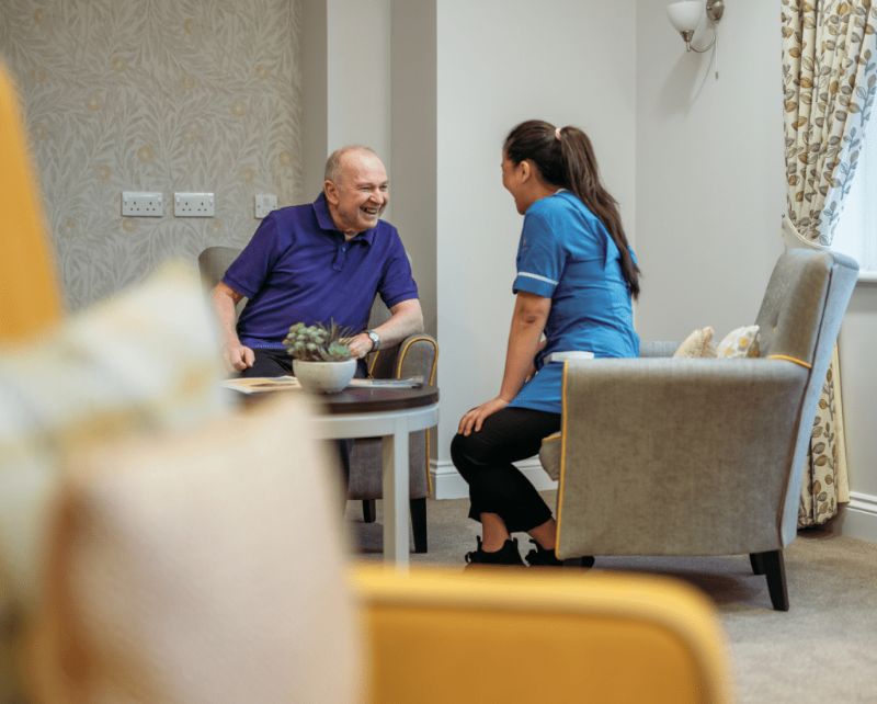 Resident and Staff Laughing
