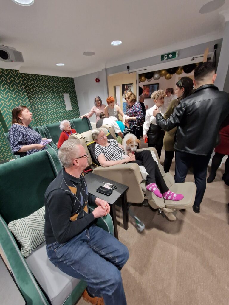 residents testing out the new cinema room