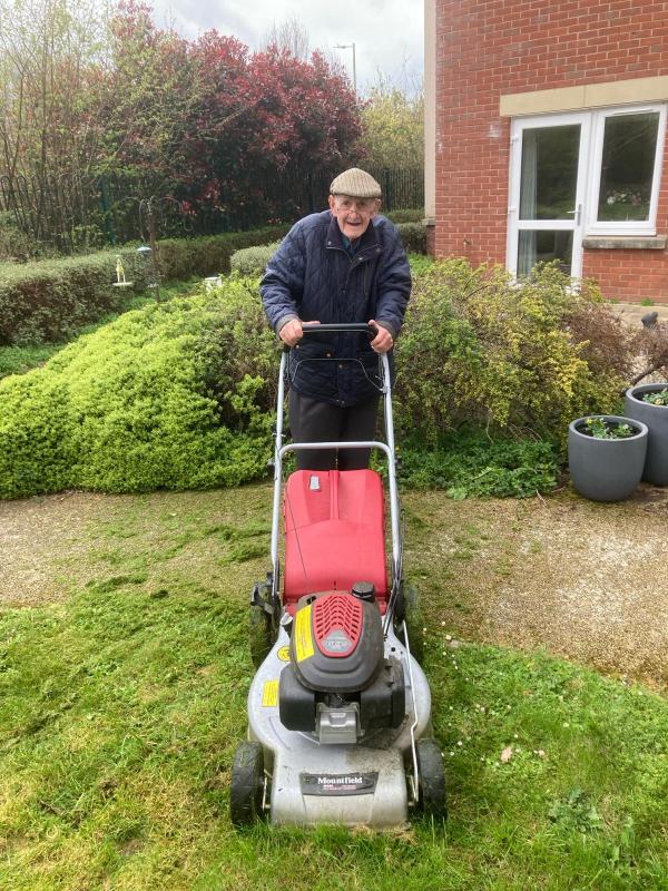 michael with lawn mower