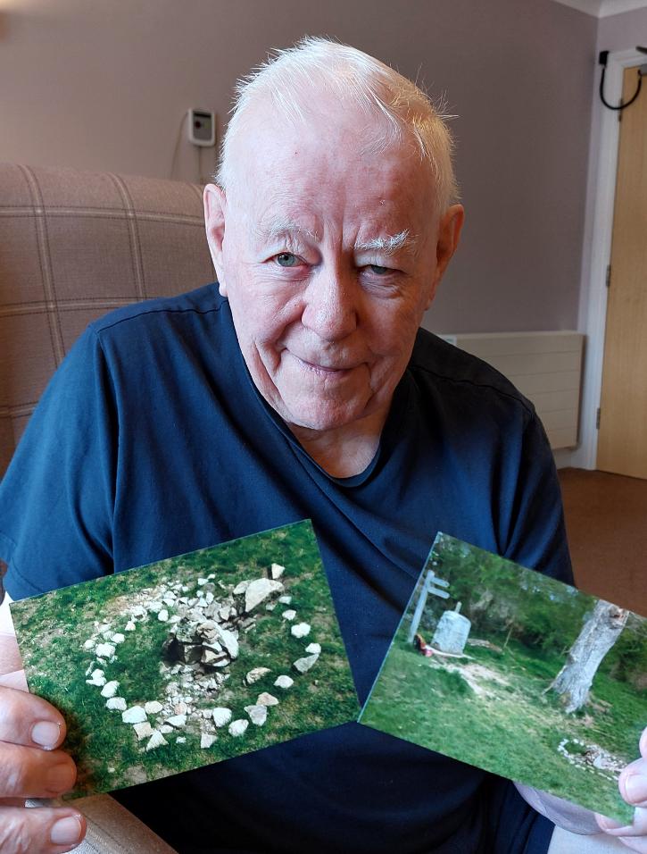 Joe with images of the source of the river thames