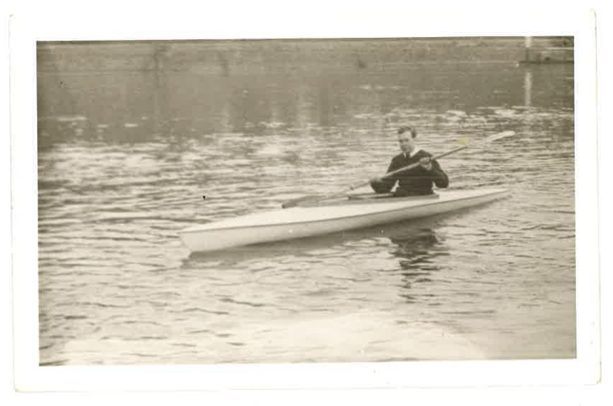 one of our residents paddling in a boat