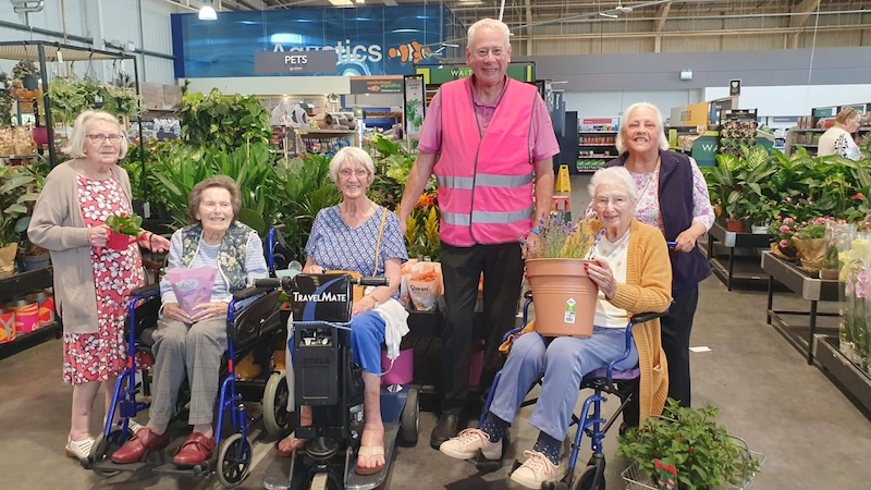 our residents on a visit to dobbies garden centre